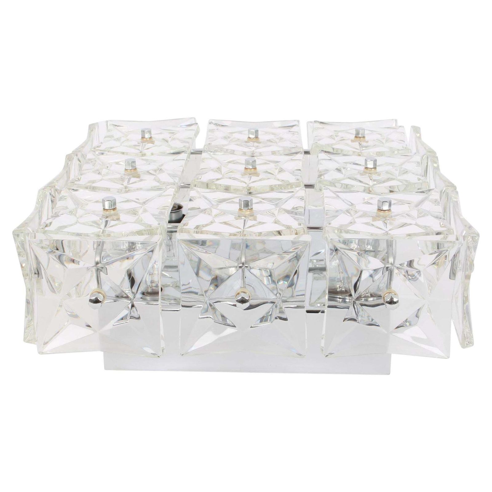 1 Of 2 Flushmount Faceted Crystal Light Fixture By Kinkeldey, Germany photo furniture