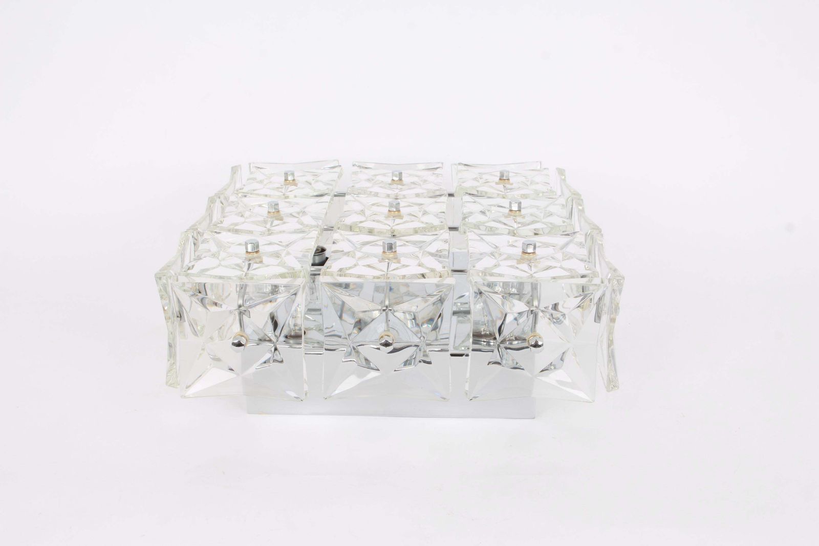 1 Of 2 Flushmount Faceted Crystal Light Fixture By Kinkeldey, Germany photo Lighting