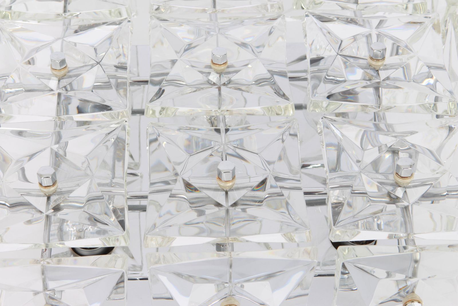 1 Of 2 Flushmount Faceted Crystal Light Fixture By Kinkeldey, Germany photo 947.0