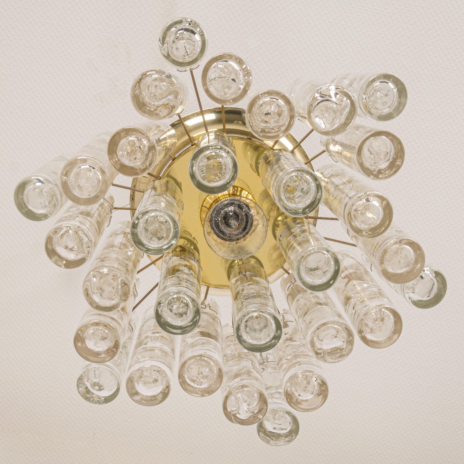 1 Of 2 Petite Murano Glass Tubes Flush Mount Light By Doria, Germany, 1970s photo 1075.0