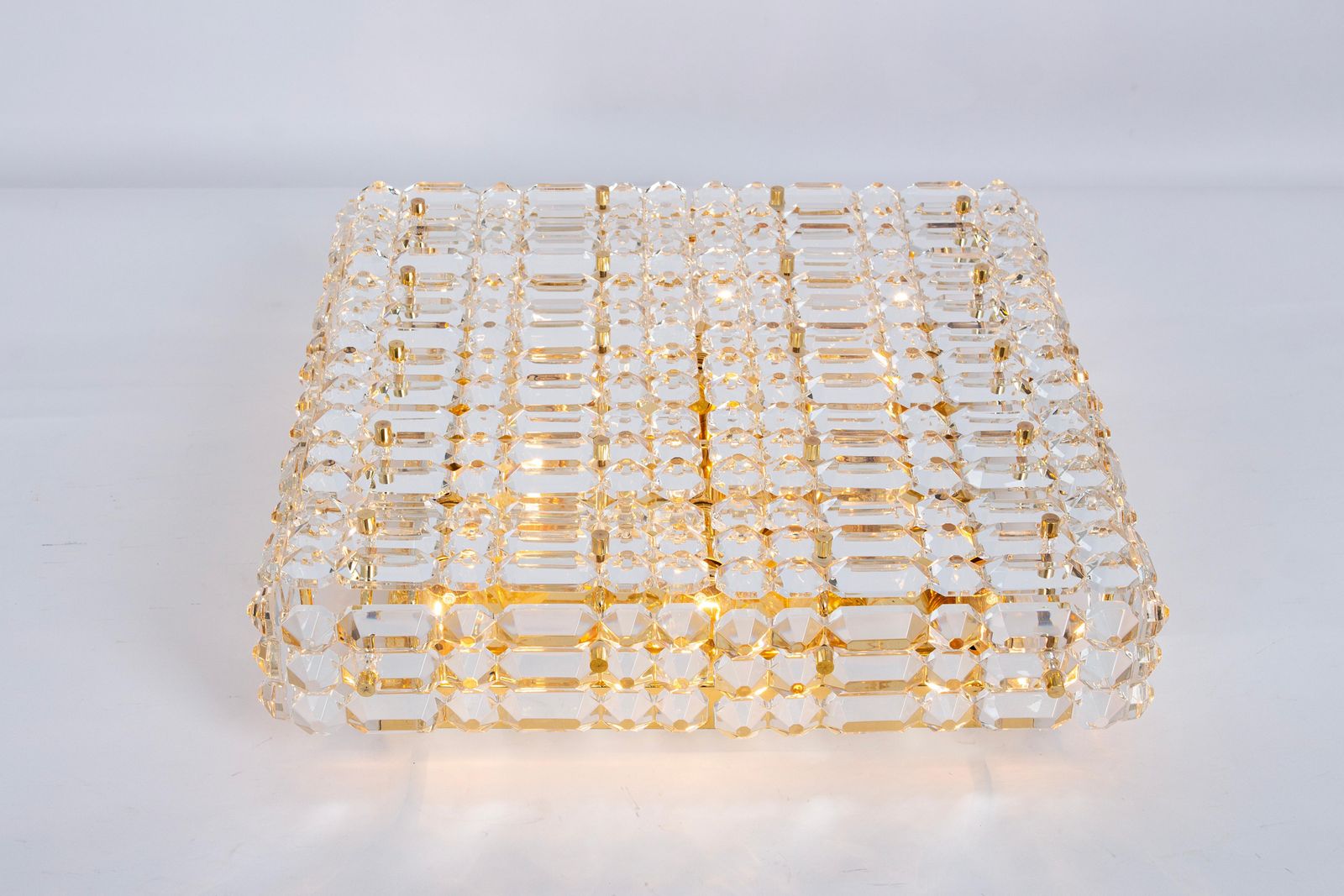 Large Flushmount Faceted Crystal Light Fixture By Kinkeldey , Germany, 1960s photo for sale