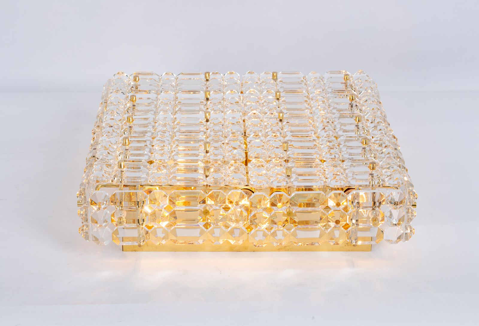 Large Flushmount Faceted Crystal Light Fixture By Kinkeldey , Germany, 1960s photo Lighting