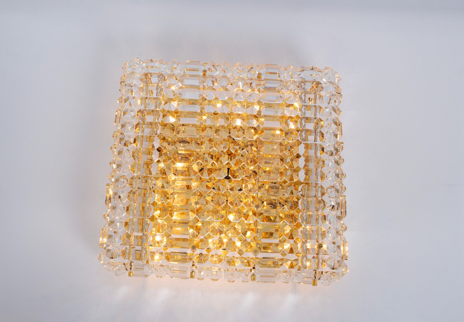 photo furniture Large Flushmount Faceted Crystal Light Fixture By Kinkeldey , Germany, 1960s