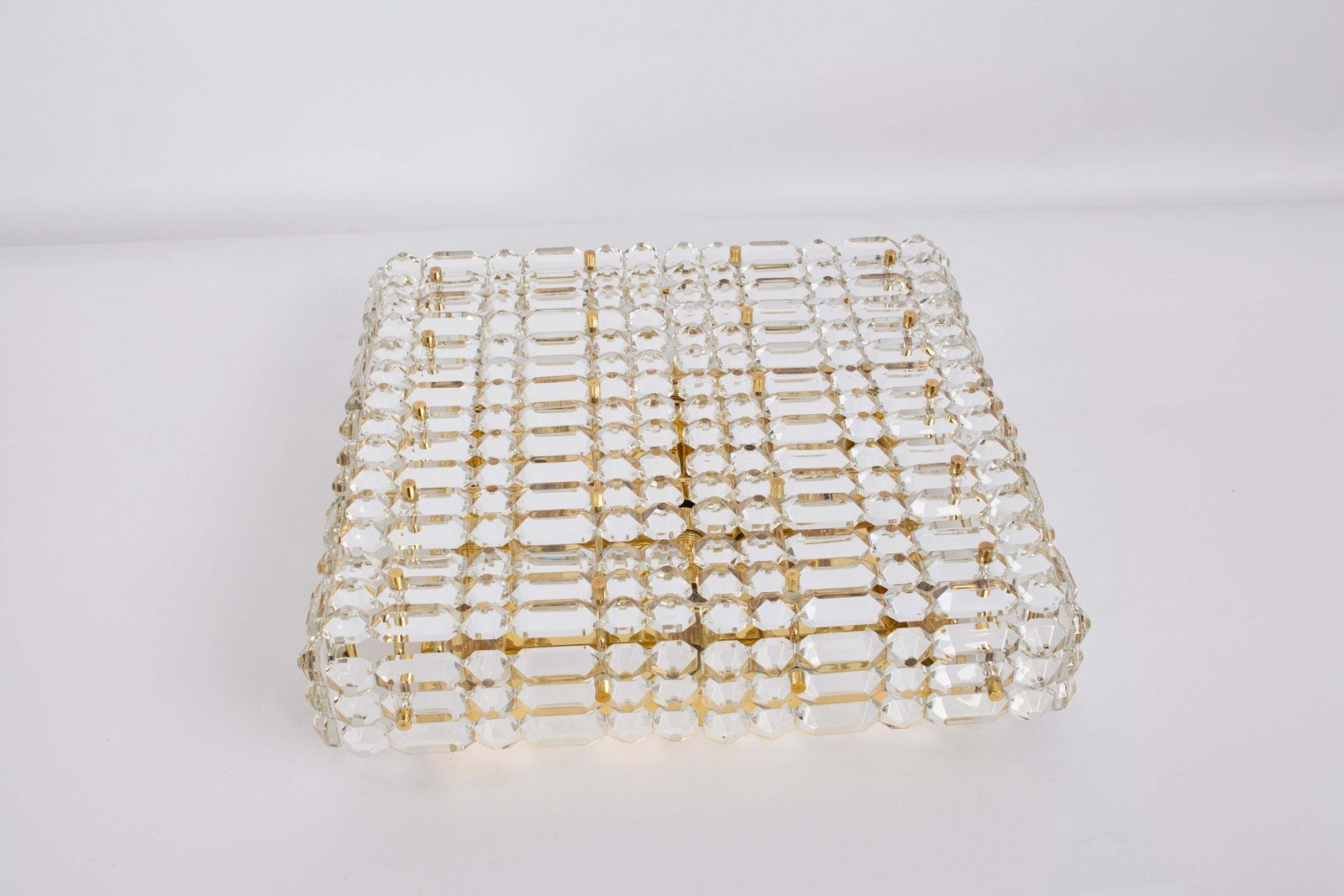 Lighting Large Flushmount Faceted Crystal Light Fixture By Kinkeldey , Germany, 1960s photo