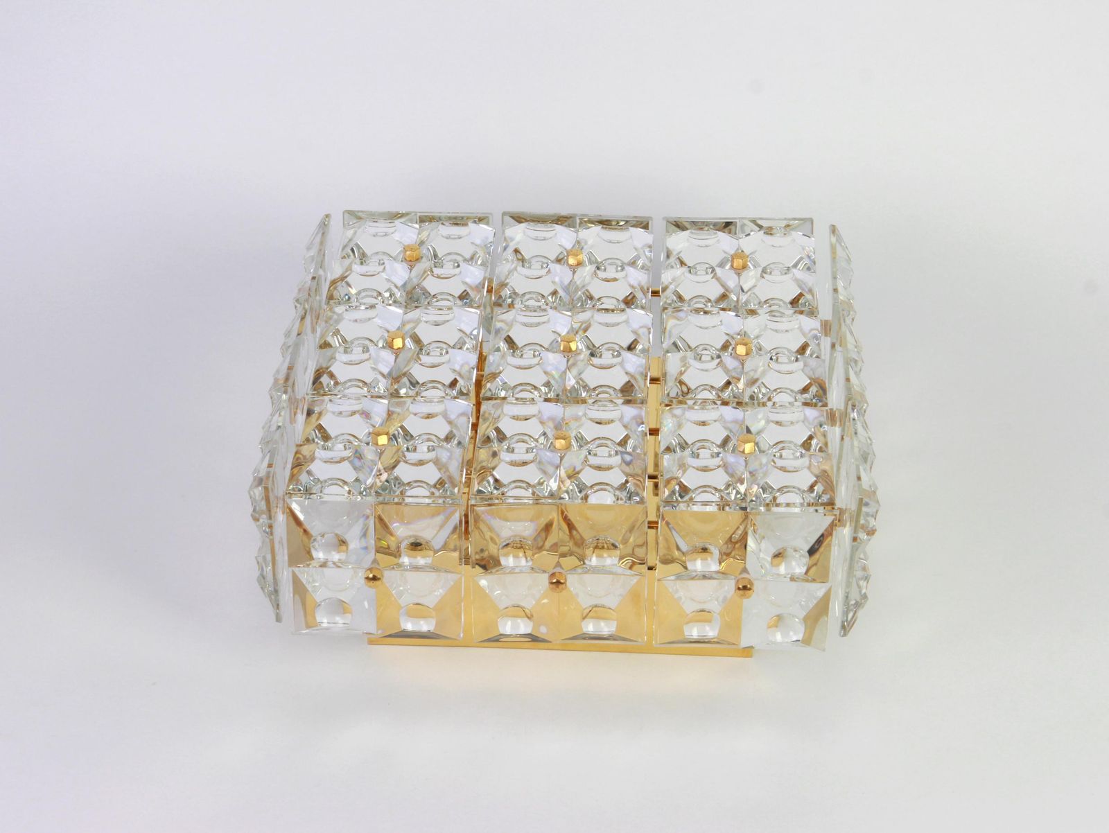 1 Of 10 Large Flush Mount Faceted Crystal Light Fixture By Kinkeldey, Germany photo buy