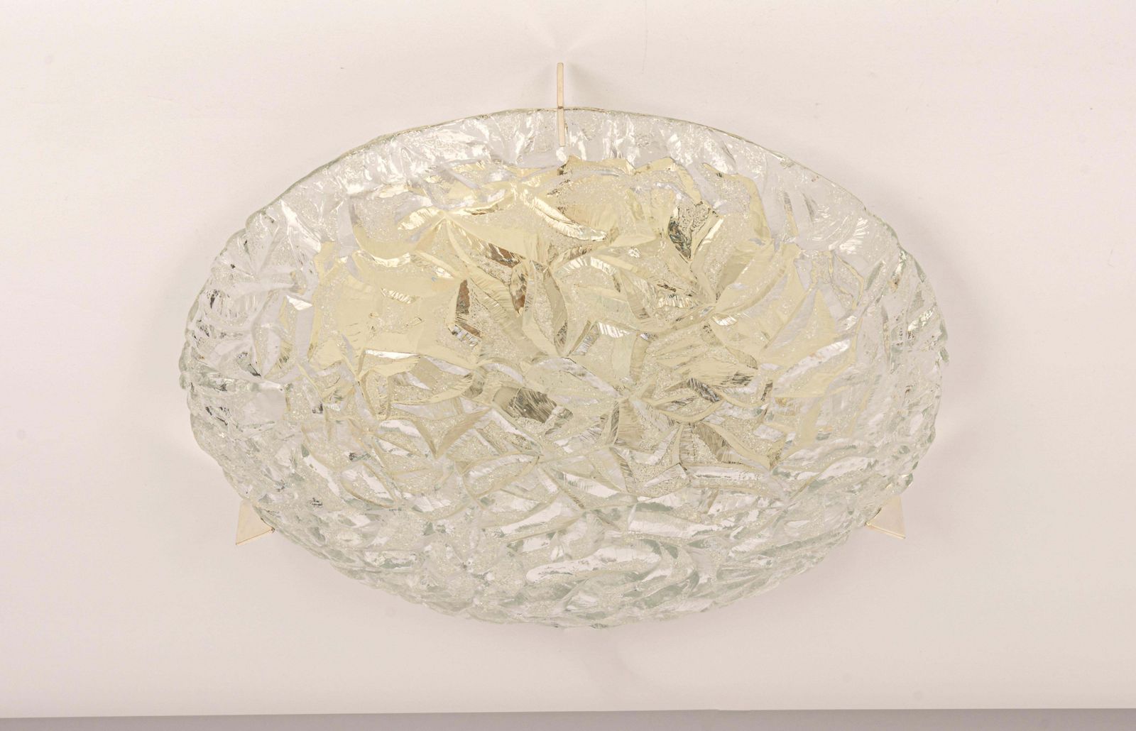1 Of 3 Large Murano Glass Flushmount Fixture By Kaiser, Germany, 1960s photo vinterior