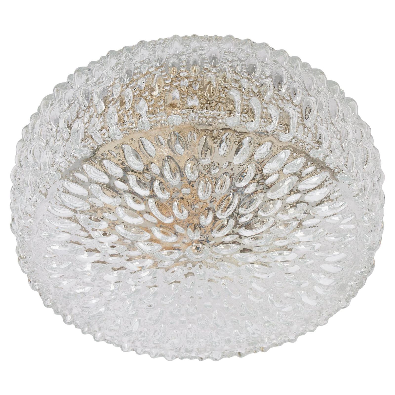 Set Of 4 Large Round Textured Glass Flushmount By Limburg, Germany, 1970s