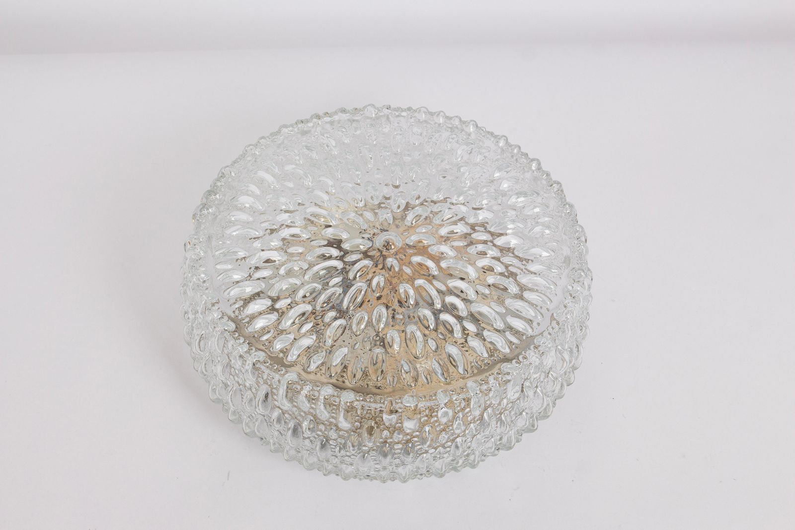 Set Of 4 Large Round Textured Glass Flushmount By Limburg, Germany, 1970s photo vinterior