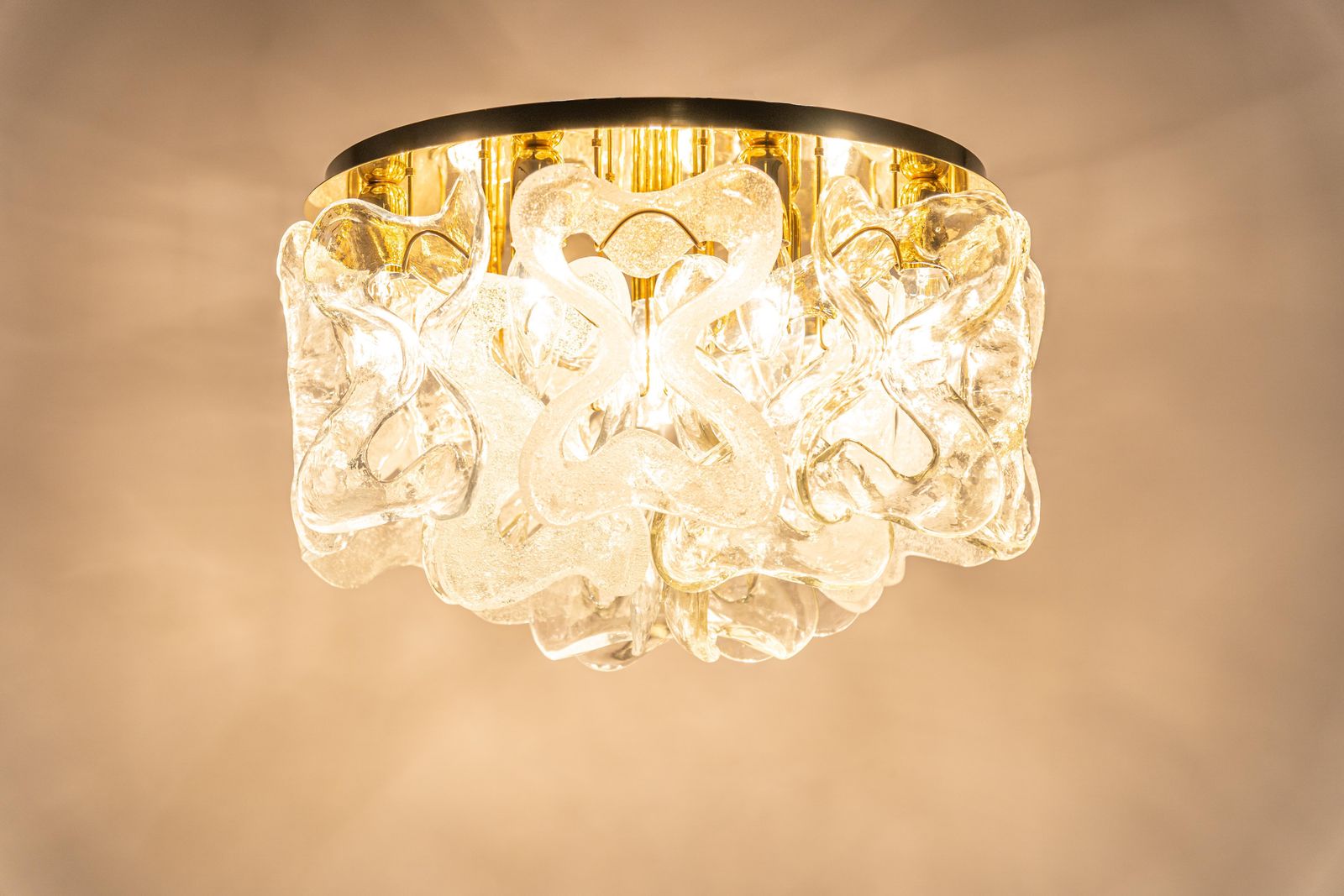 1 Of 2 Large Catena Ceiling Fixture Murano Glasses By Kalmar, Austria, 1960 photo vintage