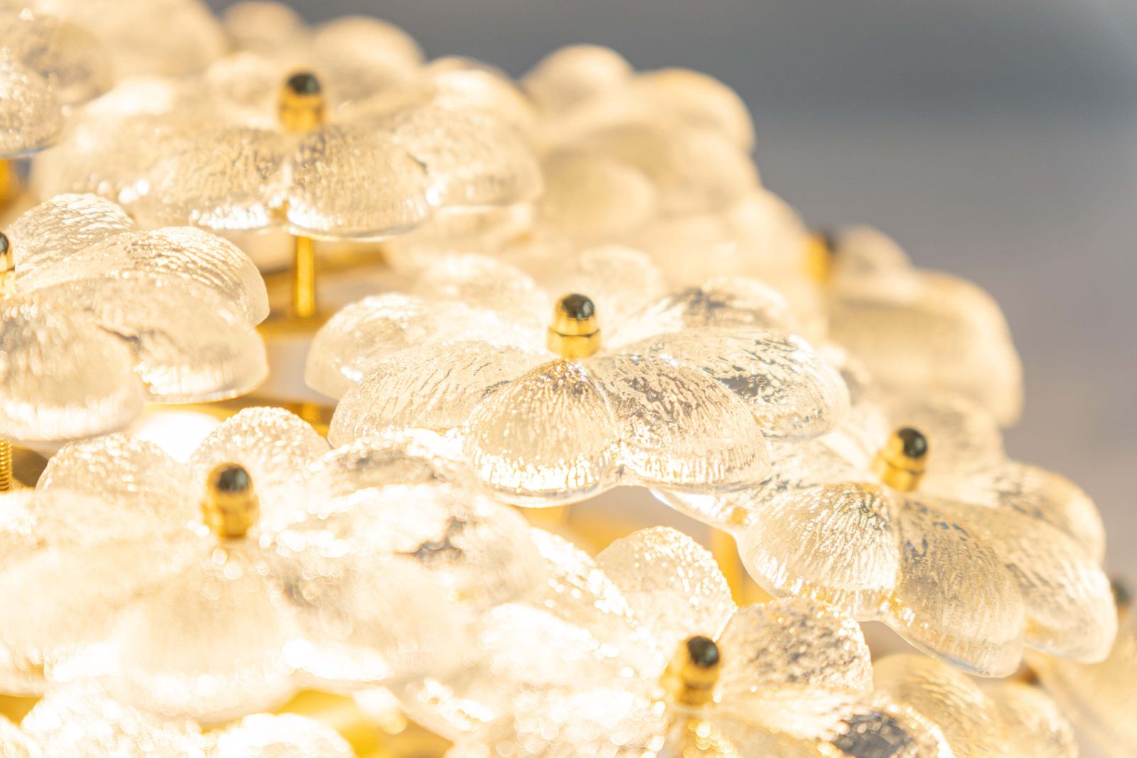 1 Of 6 Large Murano Glass Flower Flushmount By Ernst Palme, Germany, 1970s photo Lighting