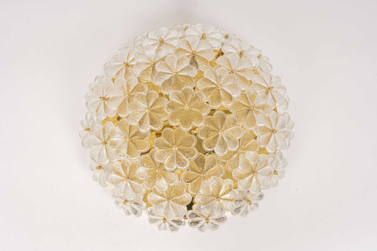 1 Of 6 Large Murano Glass Flower Flushmount By Ernst Palme, Germany, 1970s photo vinterior