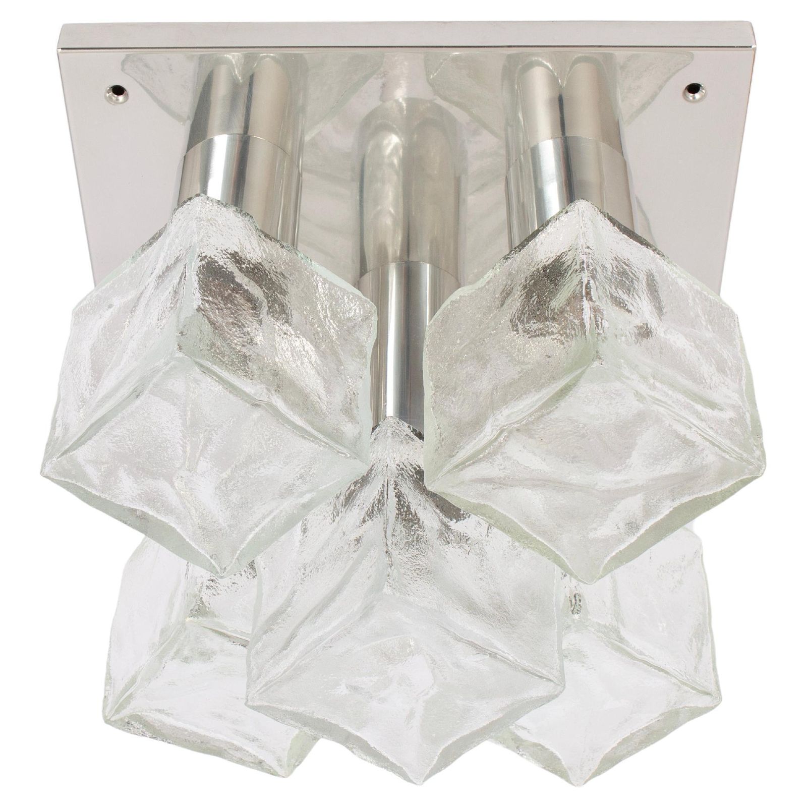 1 Of 2 Petite Murano Ice Glass Flushmount By Kalmar, Austria, 1960s
