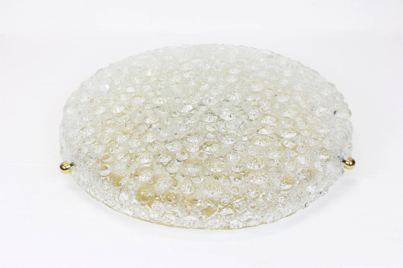 Large Round Ice Glass Flushmount By Hillebrand, Germany, 1970s photo furniture