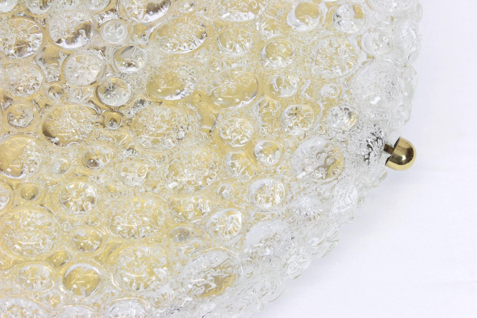 Large Round Ice Glass Flushmount By Hillebrand, Germany, 1970s photo Lighting