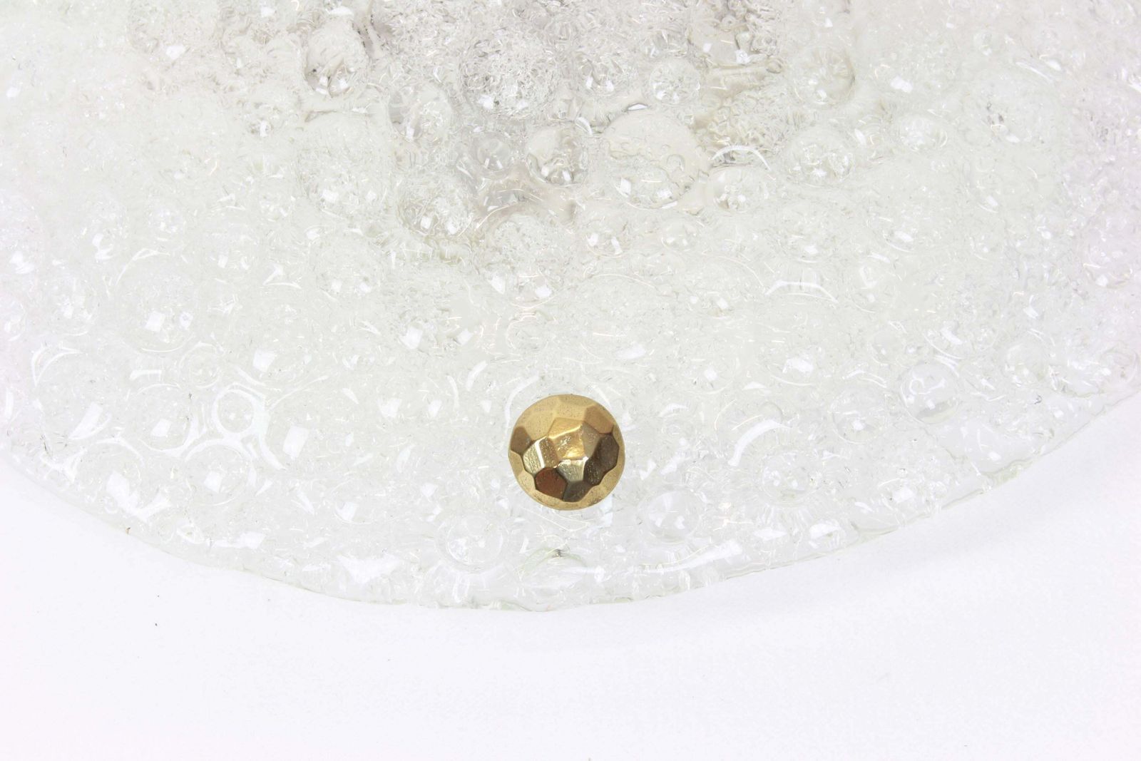 1 'Of 2' Big Round Murano Ice Glass Flushmount By Hillebrand, Germany, 1970s photo Lighting