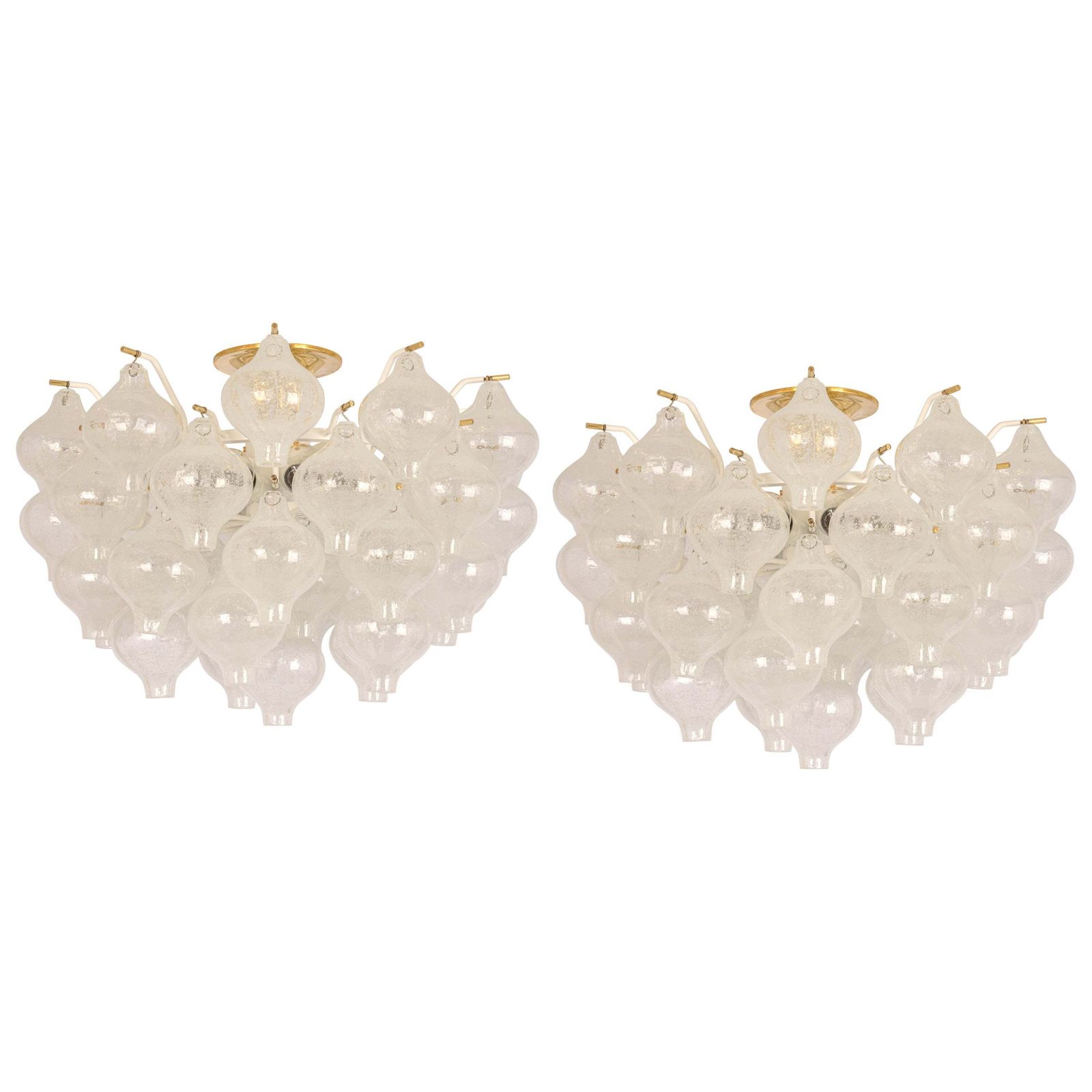 1 Of 3 Large Tulipan Glass Flush Mount Or Chandelier By Kalmar, Austria, 1960s