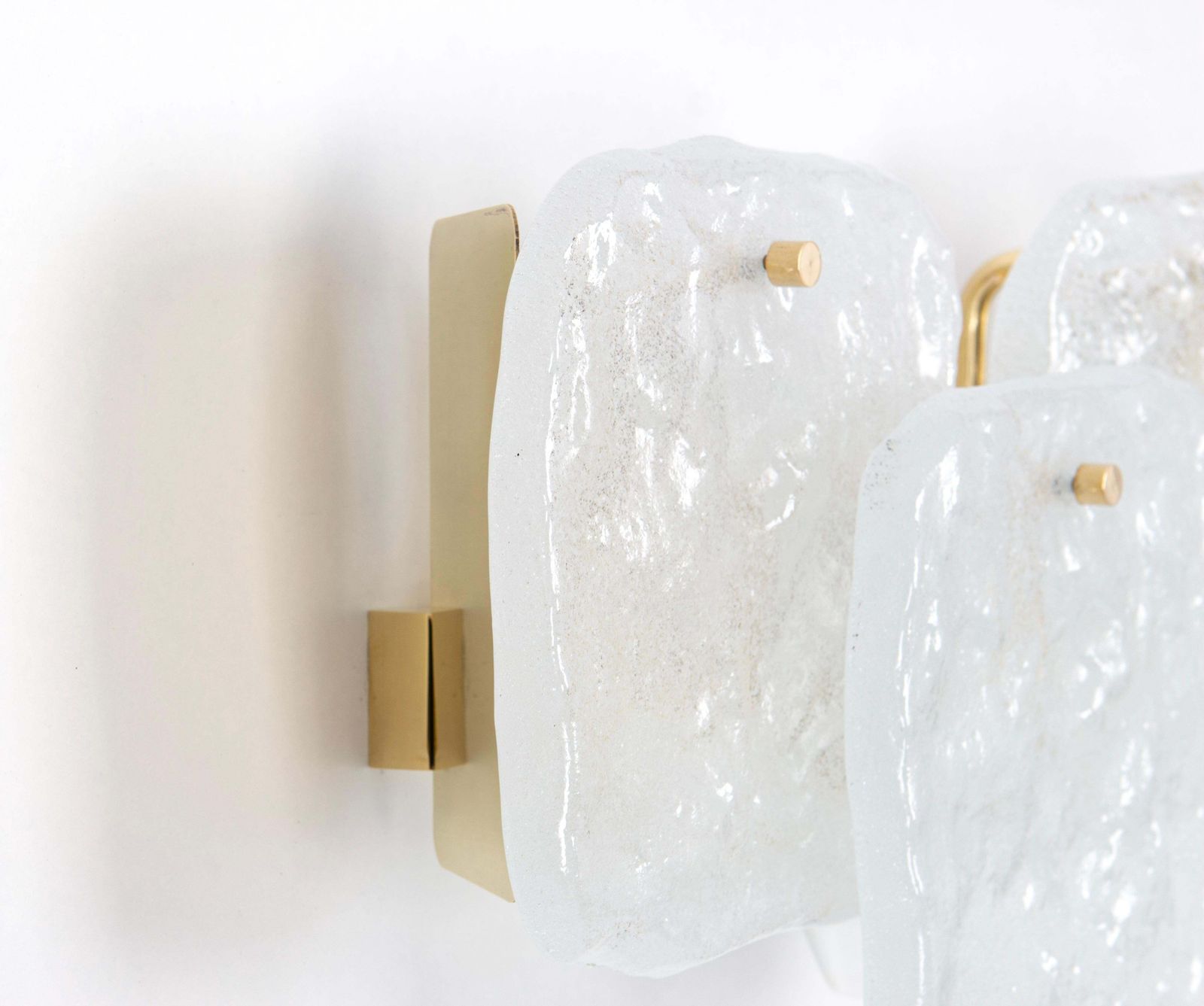 Pair Of Large Brass Kalmar Wall Lights Murano Glass By Kalmar, Austria, 1960s photo vinterior