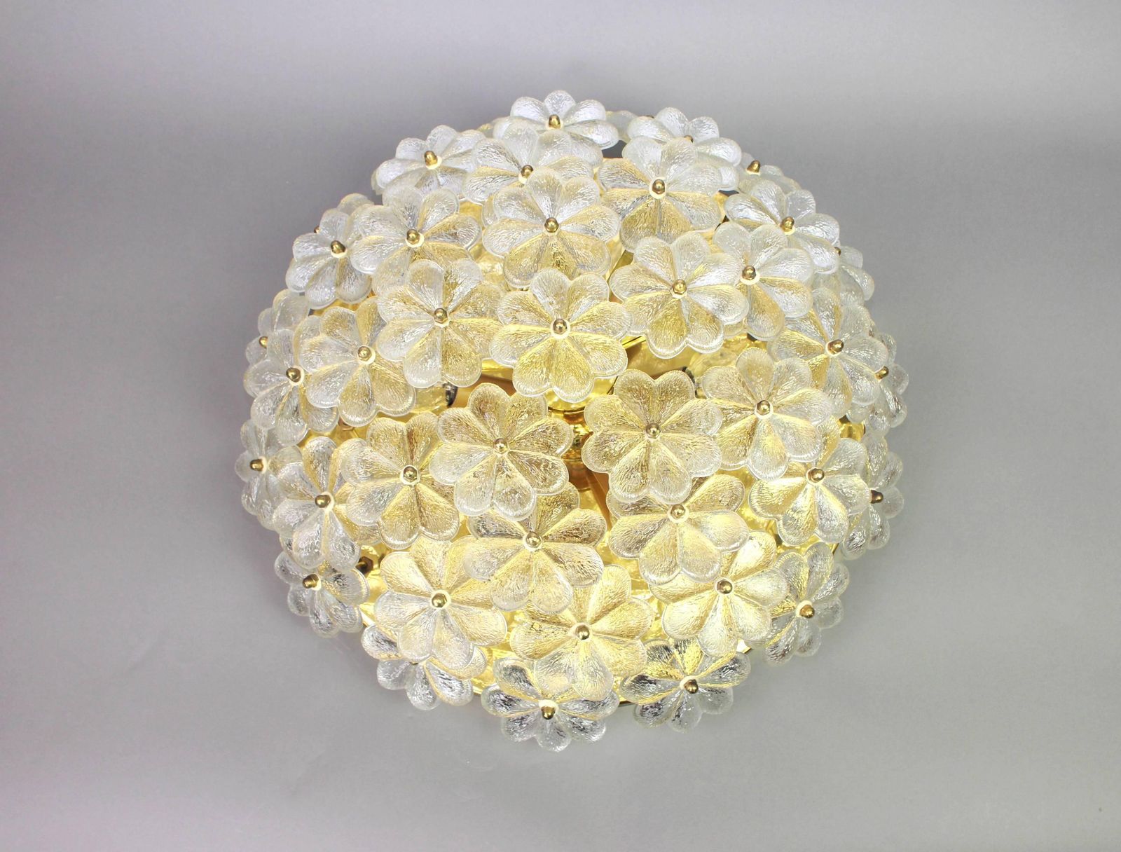 1 Of 4 Large Murano Glass Flower Flushmount, Ernst Palme, Germany, 1970s photo 2063.0