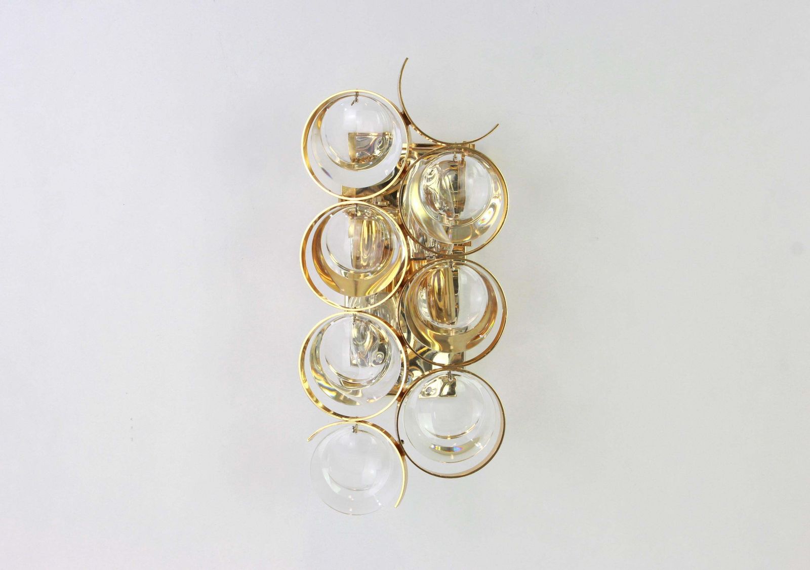 1 Of 2 Golden Gilded Brass And Crystal Sconce By Palwa, Germany, 1960s photo vinterior