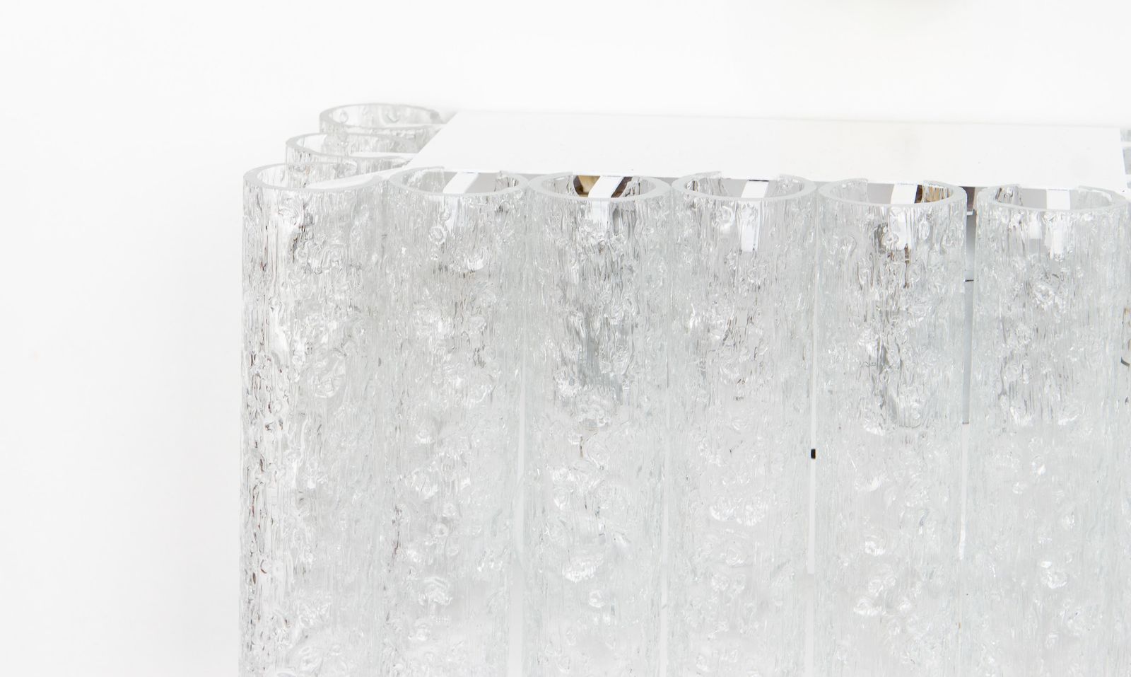 1 Of 2 Pairs Of Ice Glass Wall Sconces By Doria, Germany, 1960s photo for sale