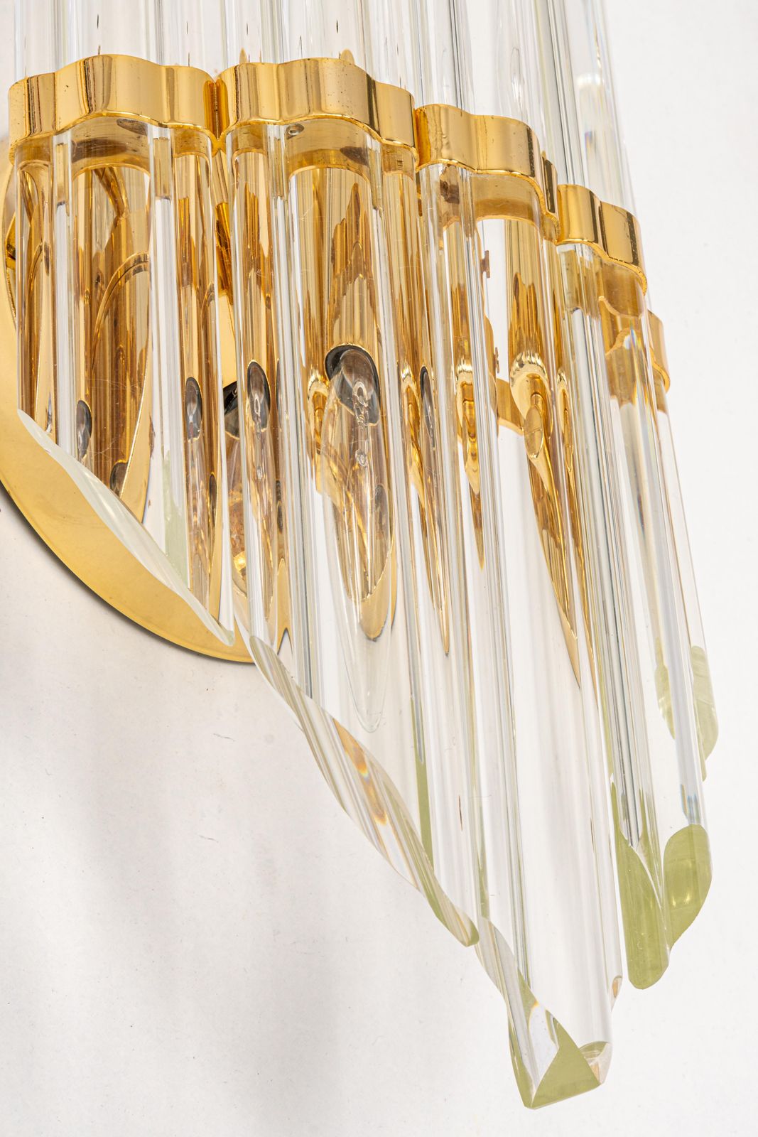 Pair Of Crystal Glass Wall Lights In Venini Style, Italy, 1970s photo Lighting