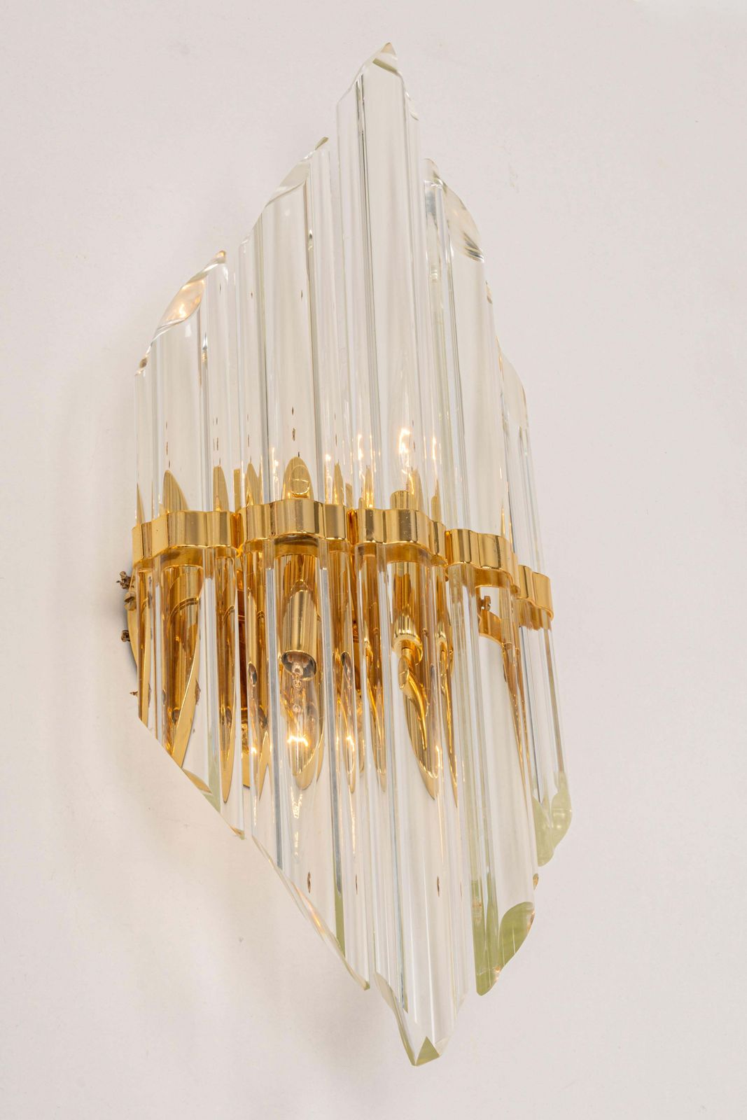 Pair Of Crystal Glass Wall Lights In Venini Style, Italy, 1970s photo vinterior