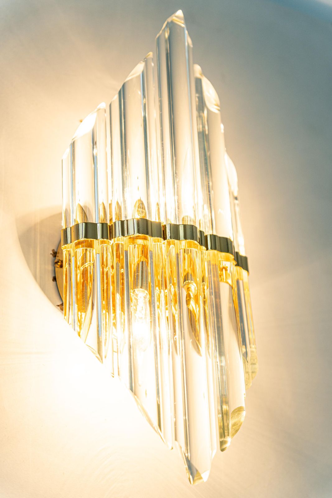 Pair Of Crystal Glass Wall Lights In Venini Style, Italy, 1970s photo buy