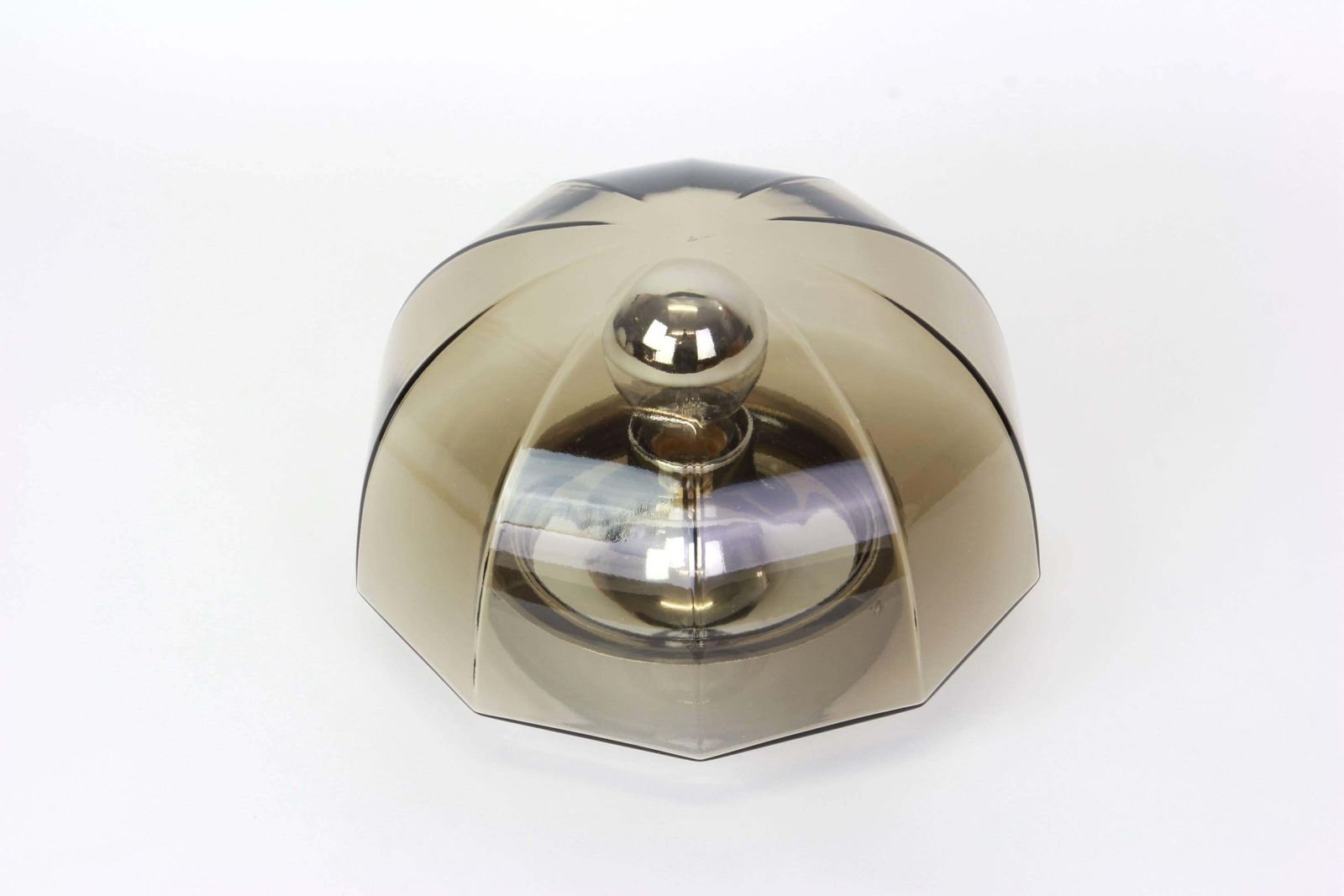 Pair Of Smoked Glass Sconces Or Flush Mount By Hillebrand, Germany, 1960s photo Lighting