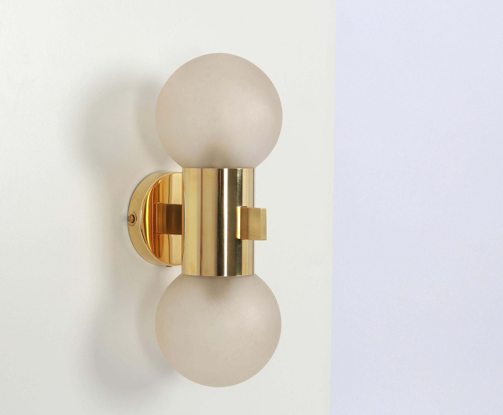 Pair Of Brass And Satin Glass Sconces, Sciolari Stil, Germany, 1970s photo 1504.0