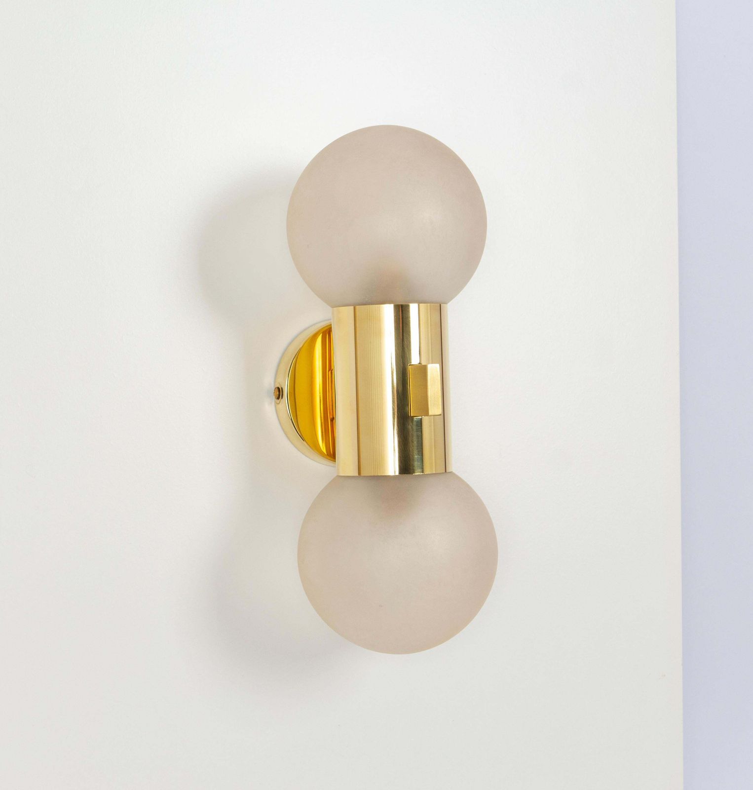 Pair Of Brass And Satin Glass Sconces, Sciolari Stil, Germany, 1970s photo vinterior