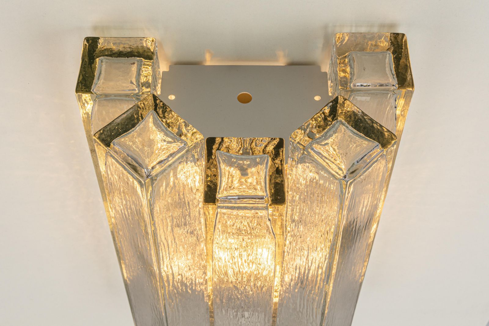 photo for sale Large Pair Of Brass And Murano Glass Wall Sconces By Doria, Germany, 1960s