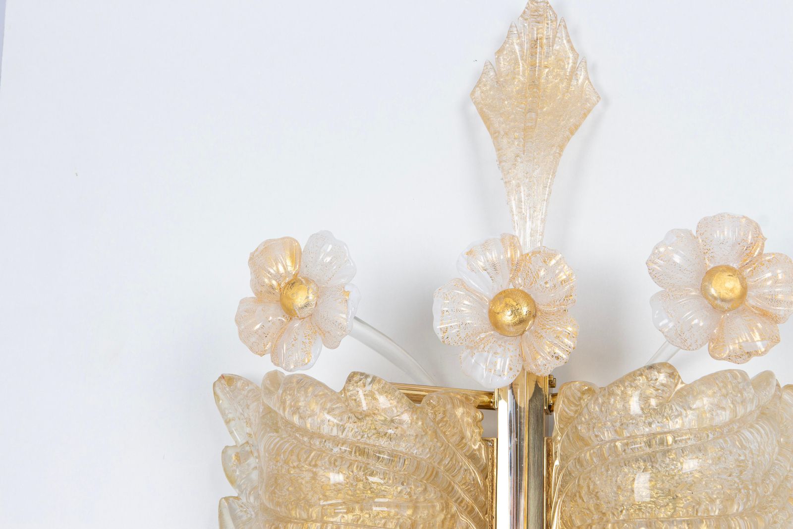 Lighting Pair Of Large Murano Glass Wall Sconces By Barovier & Toso, Italy, 1970s photo
