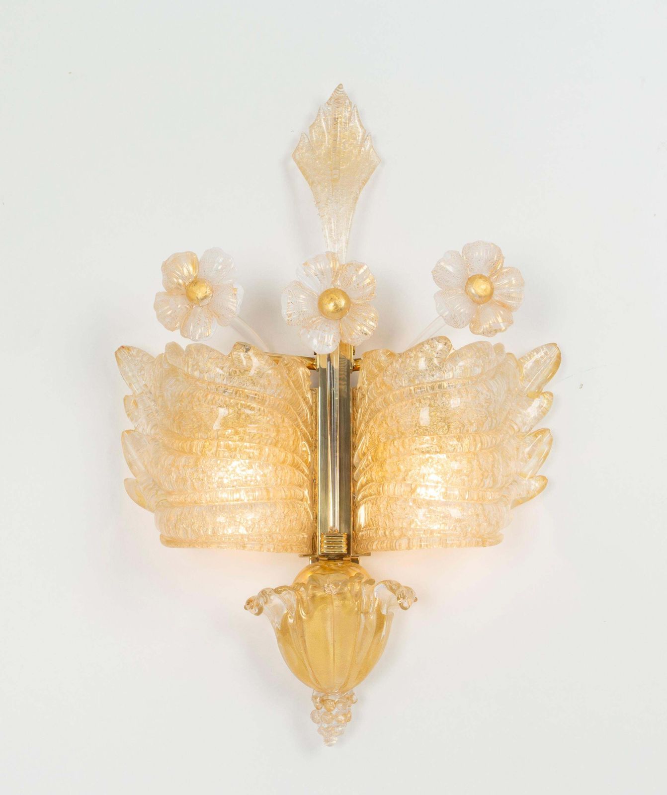 5158.0 Pair Of Large Murano Glass Wall Sconces By Barovier & Toso, Italy, 1970s photo