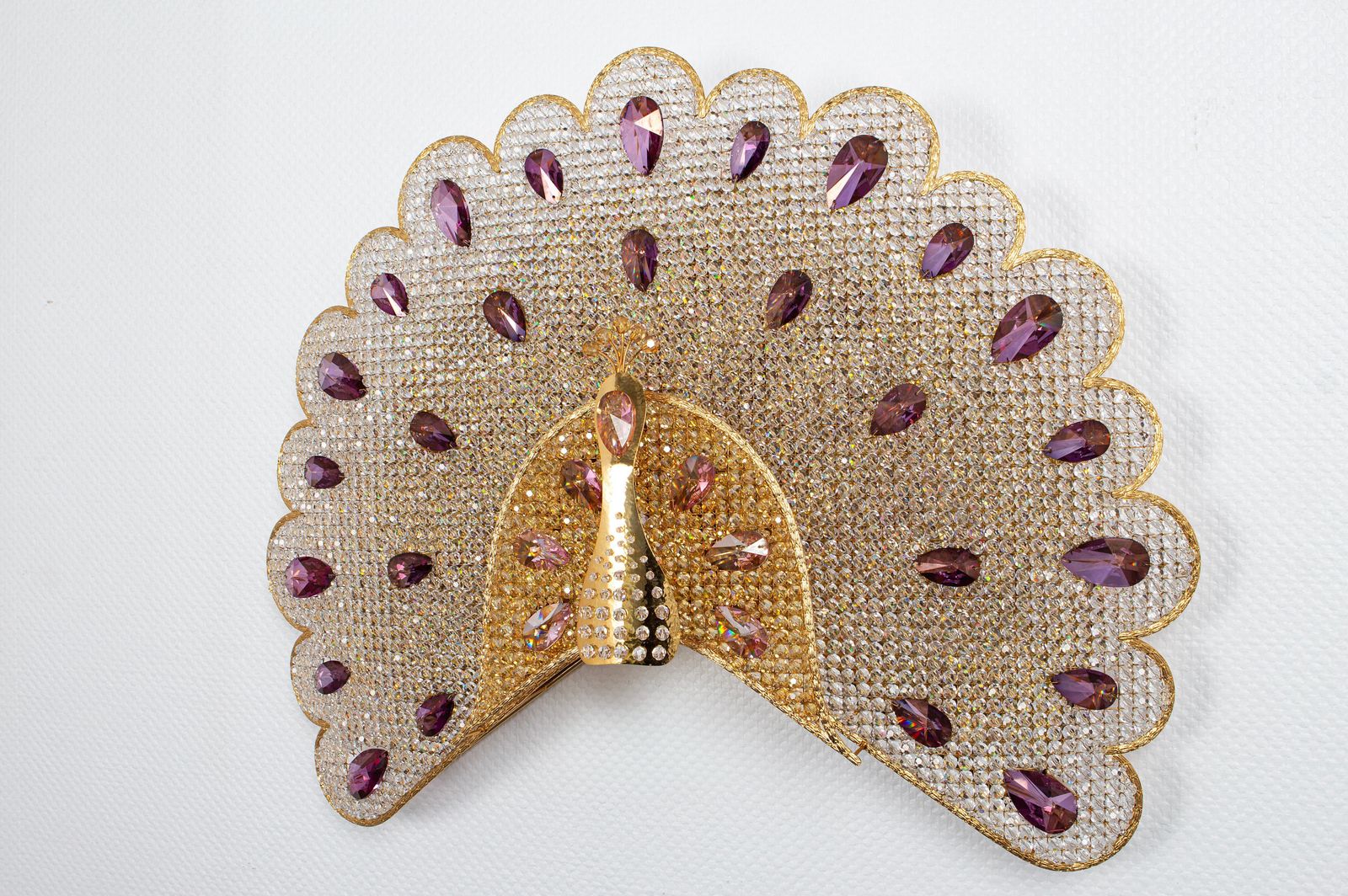 1 Of 2 Extraordinary Large Rare Peacock Crystal Sconce By Palwa, Germany, 1960s photo for sale