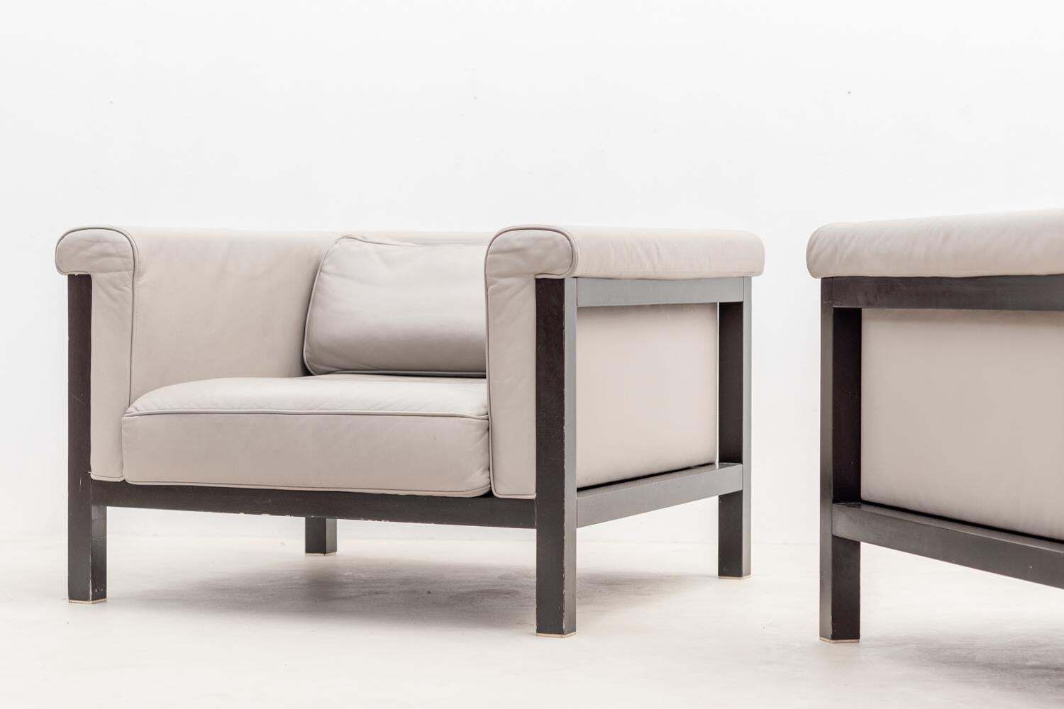 Pair Of Armchairs By Jules Wabbes, Livourne Série 800 Luxe Edited By Bullo photo for sale