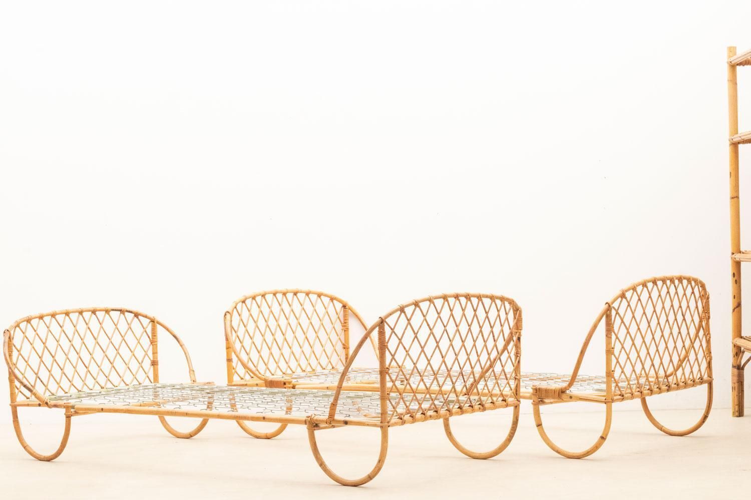 Furniture Pair Of Rattan Daybeds, 1970s photo