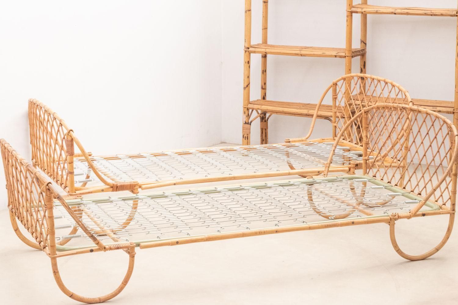 3869.0 Pair Of Rattan Daybeds, 1970s photo