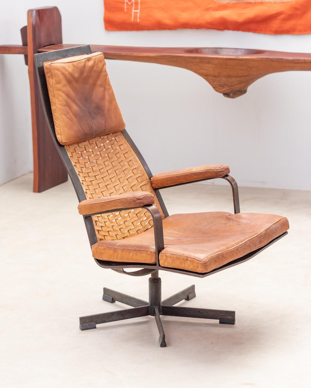 Bronze And Leather Swivel Armchair From 1970s’ photo furniture