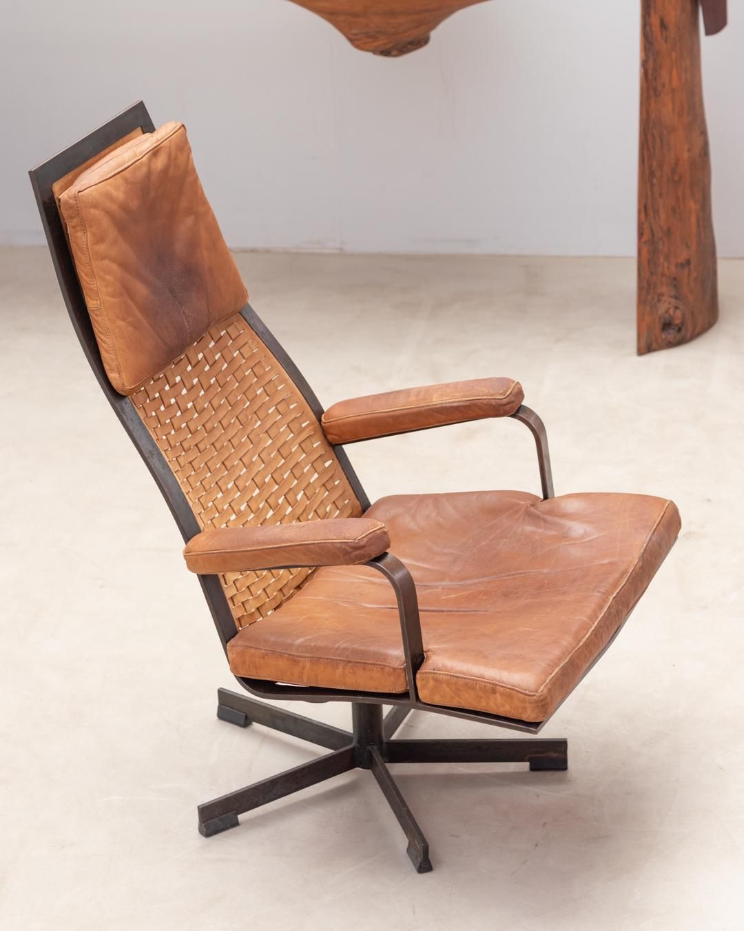 Bronze And Leather Swivel Armchair From 1970s’ photo buy