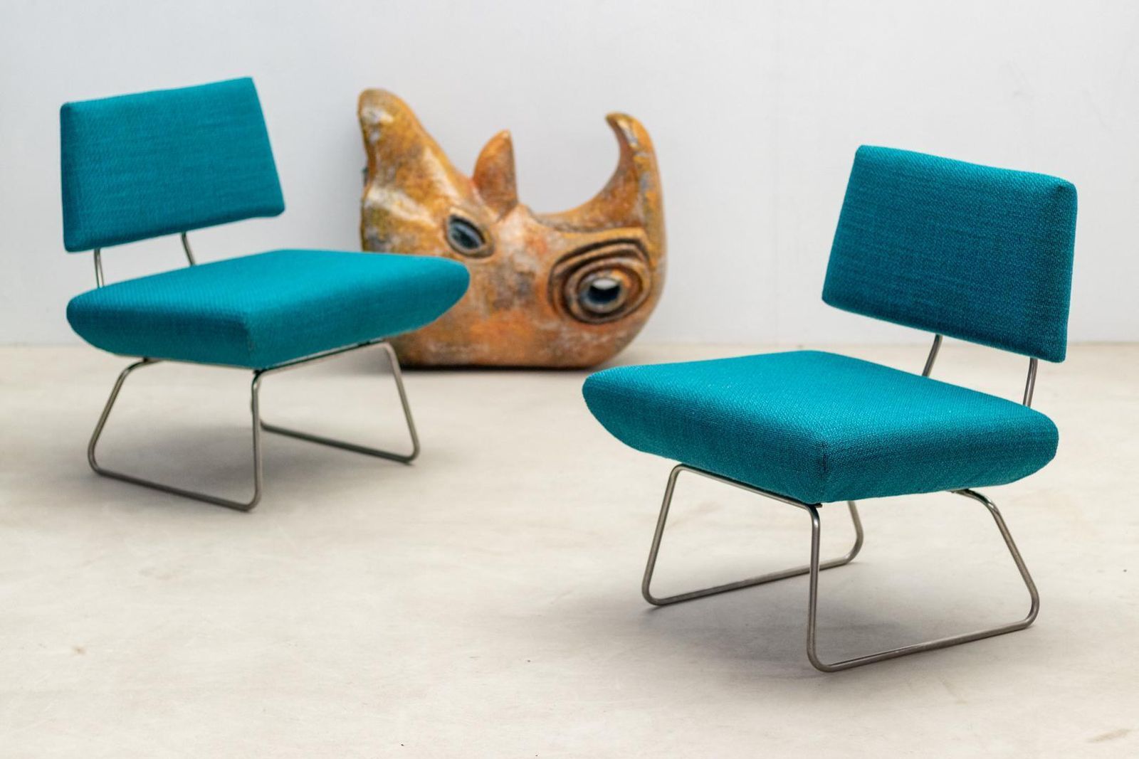 Furniture Pair Of Easy Lounge Chairs By George Coslin    1960s photo
