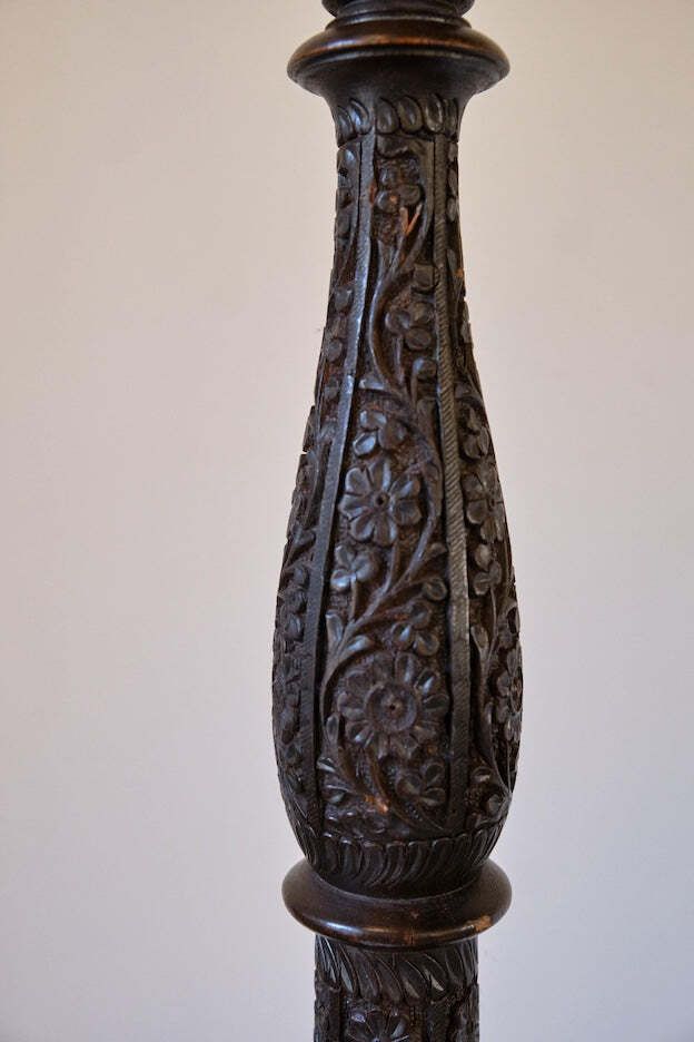 Antique Carved Kashmiri Standard Lamp Circa 1900 photo furniture