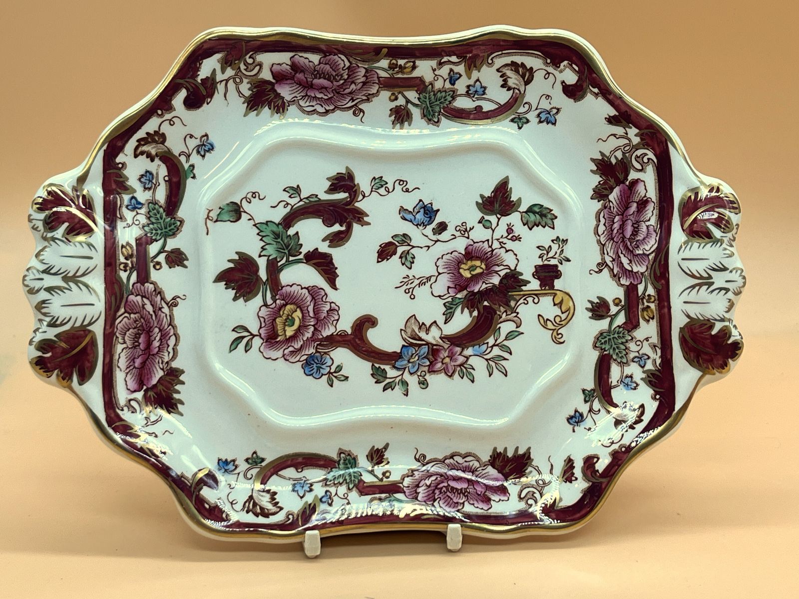 Masons Ironstone Mandalay Red Design Sauce Tureen With Lid, Stand And Ladle Boxed. photo vintage