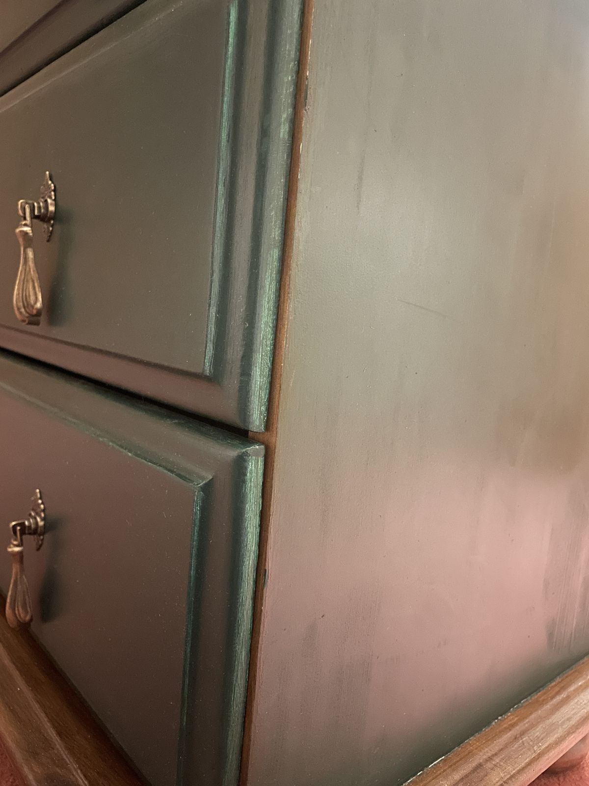 Solid Pine Chest Of Drawers | 6 Draws | Vintage Media Unit | Farmhouse Chest Of Drawers | Brass Style Handles | Forest Green | photo buy