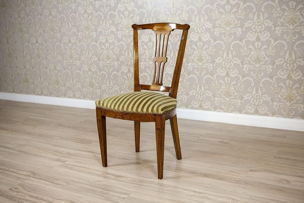 20th Century Elm Chair In Striped Upholstery photo furniture