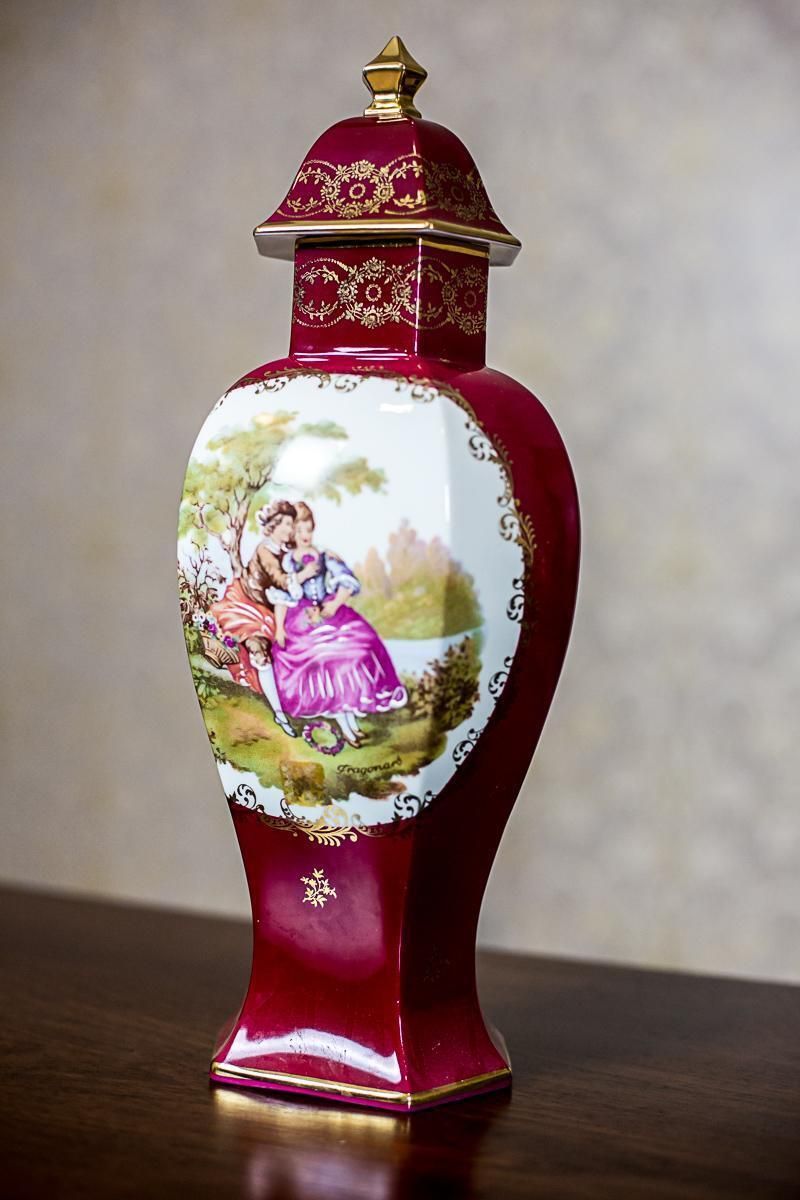20th Century Grand Vase Depicting A Genre Scene/ Limoges Porcelain photo Home Decor