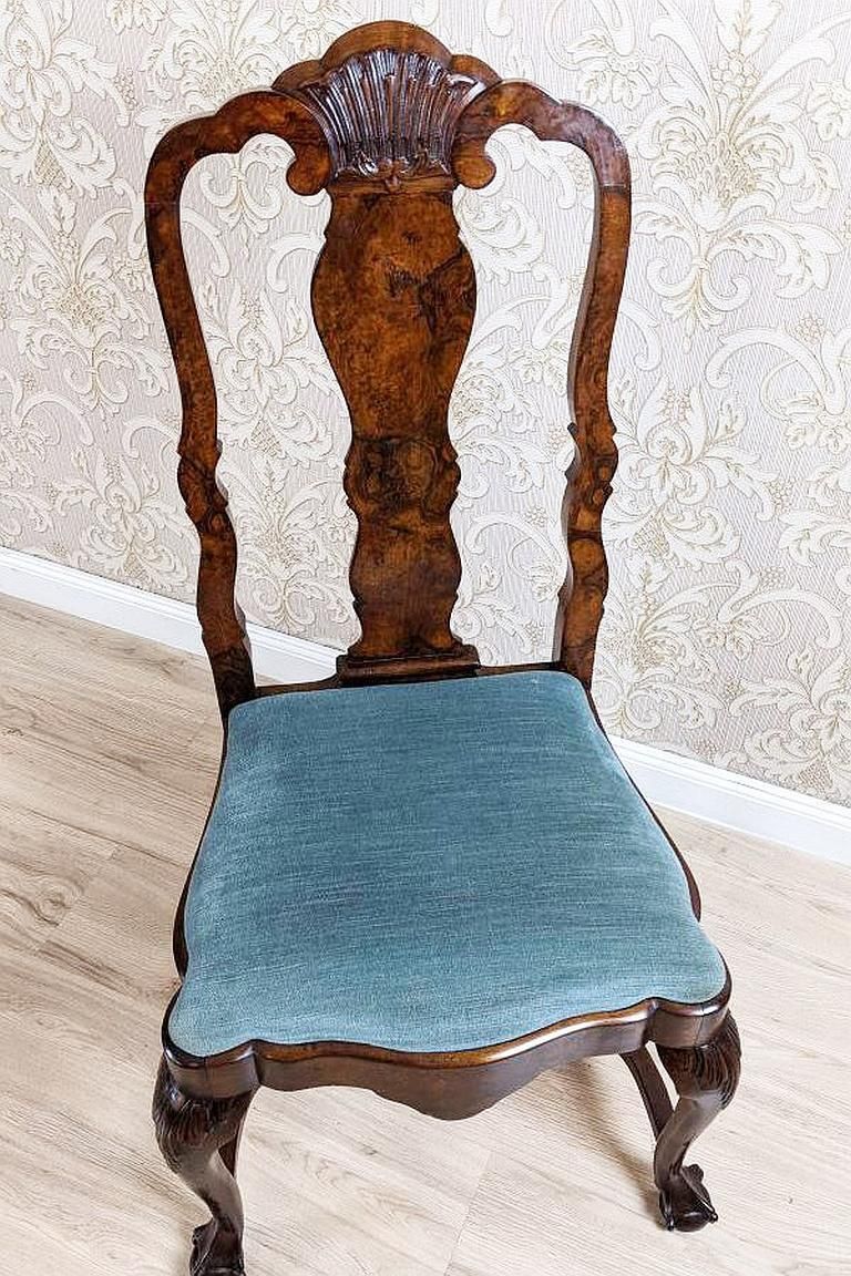 19th Century French Oak Chair With Grey Upholstery photo 688.0