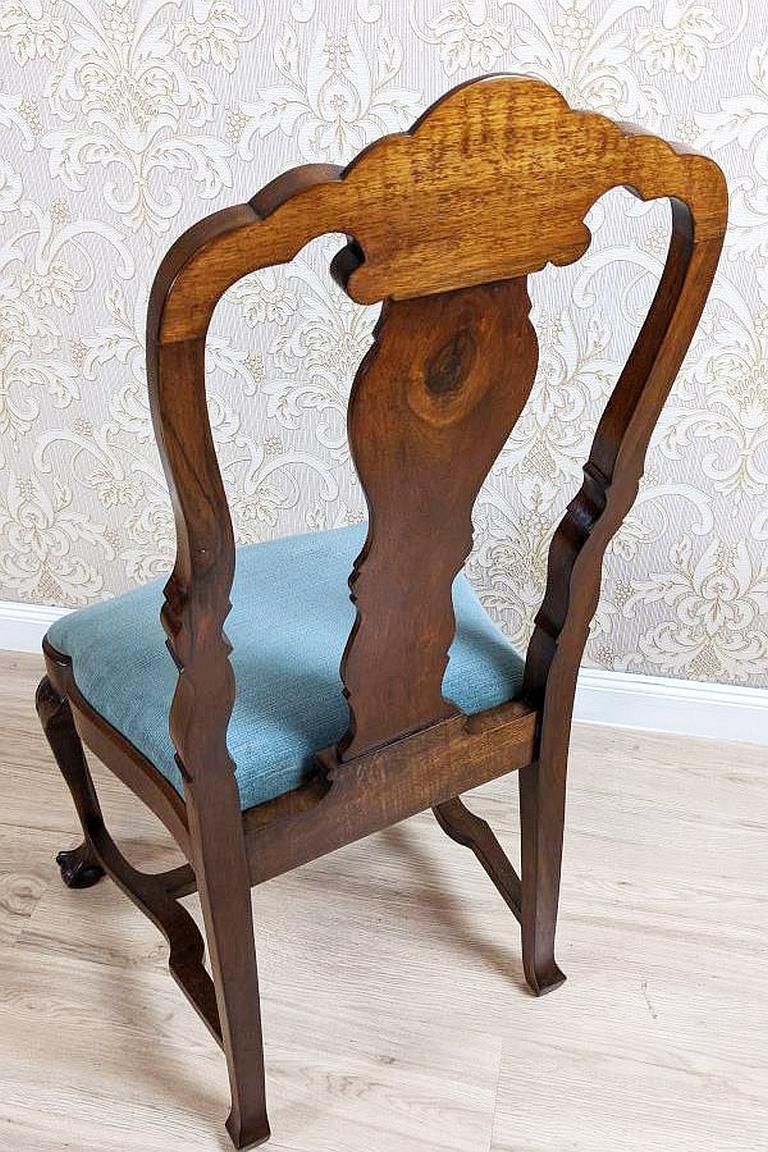 19th Century French Oak Chair With Grey Upholstery photo vinterior