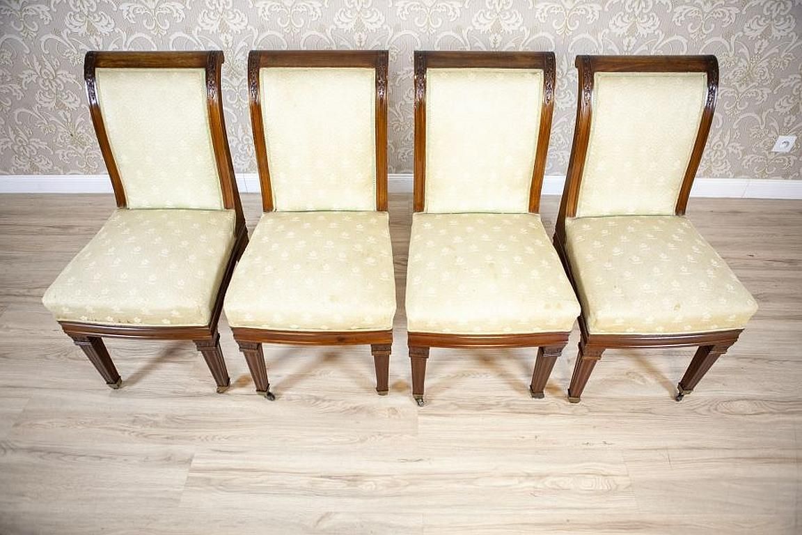 Set Of Four Mahogany Chairs In White Upholstery, Circa 1880 photo Furniture