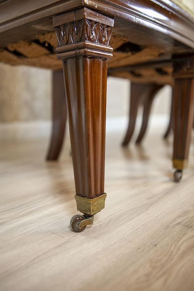 photo for sale Set Of Four Mahogany Chairs In White Upholstery, Circa 1880