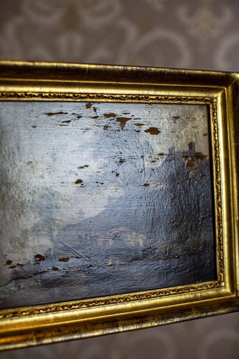 photo furniture 19th Century Framed Oil Painting On Hardboard Depicting Genre Scene